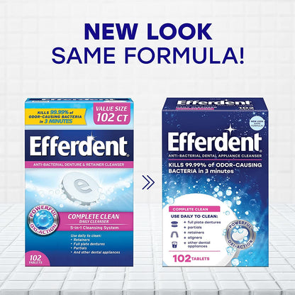 Efferdent Denture Cleaner, 102 ct | Denture Cleanser