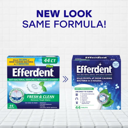 Efferdent Retainer Cleaning Tablets – Minty Fresh & Clean, 44 Count