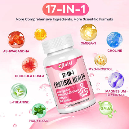 Efioist Cortisol Support for Women — 17-in-1 Hormone Harmony, Mood & Sleep | 60 Capsules