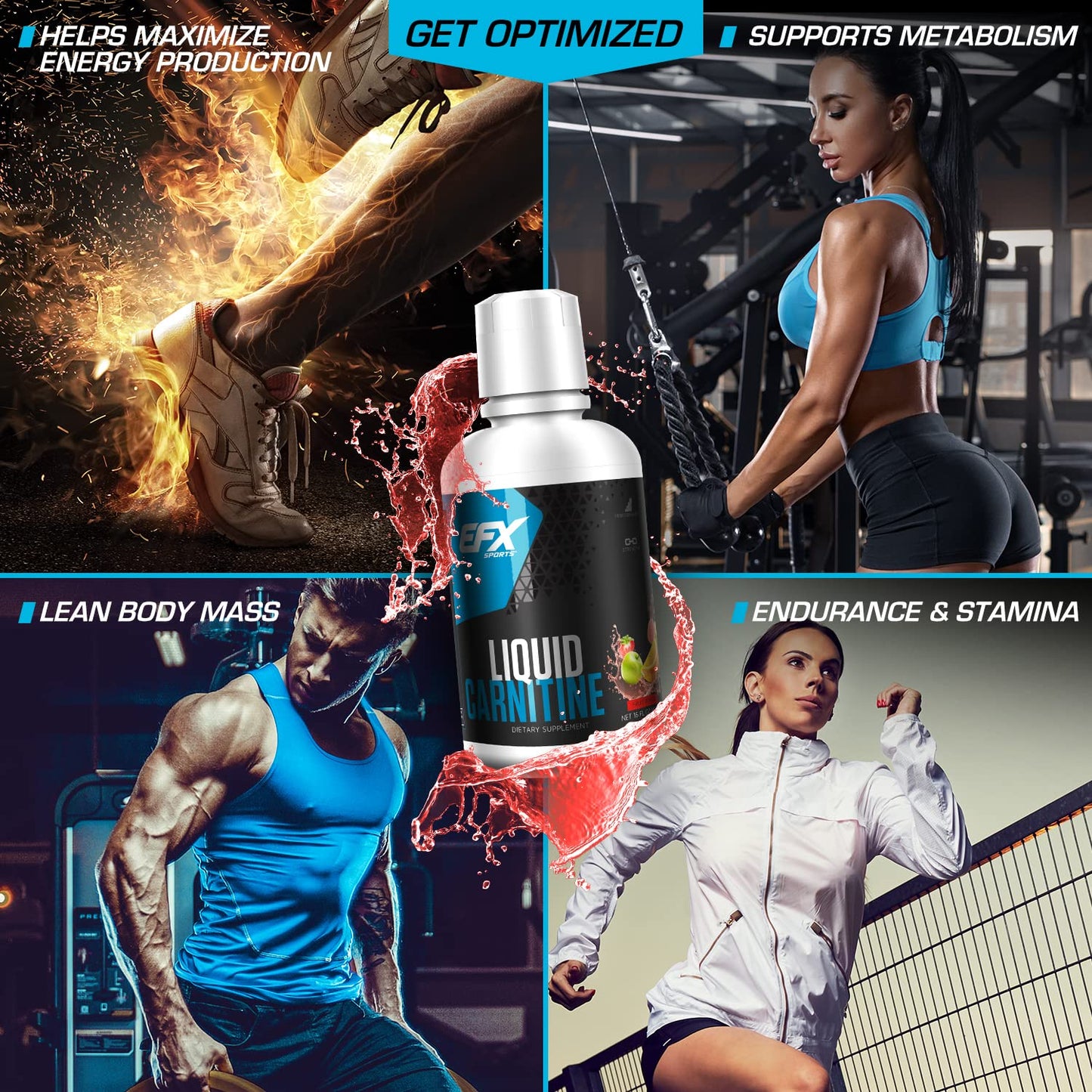 EFX Sports L-Carnitine Liquid 1500mg – Performance & Strength (31 Servings, Fruit Punch)