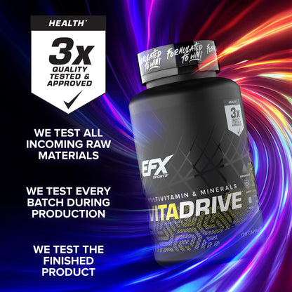 EFX Sports Vita Drive – Athlete Multivitamin, 30 Servings, 120 Capsules