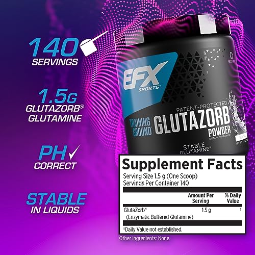 EFX Training Ground Glutazorb Powder – Glutamine Supplement, pH-Correct, Digestion & Immune Support, 140 Servings (Unflavored)