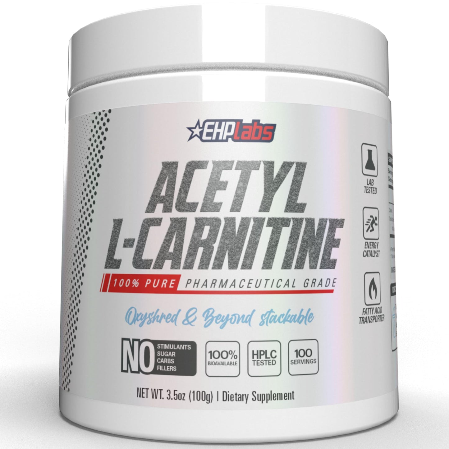 EHP Labs Acetyl L-Carnitine Powder – Brain Health, Energy & Heart Support | 100 Servings