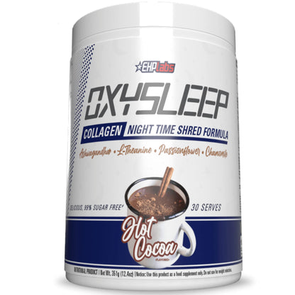 EHP Labs OxySleep Collagen Peptides Powder – Night Time Shred & Deep Sleep (Hot Cocoa) | Pasture-Raised Collagen Type I & III | 30 Servings