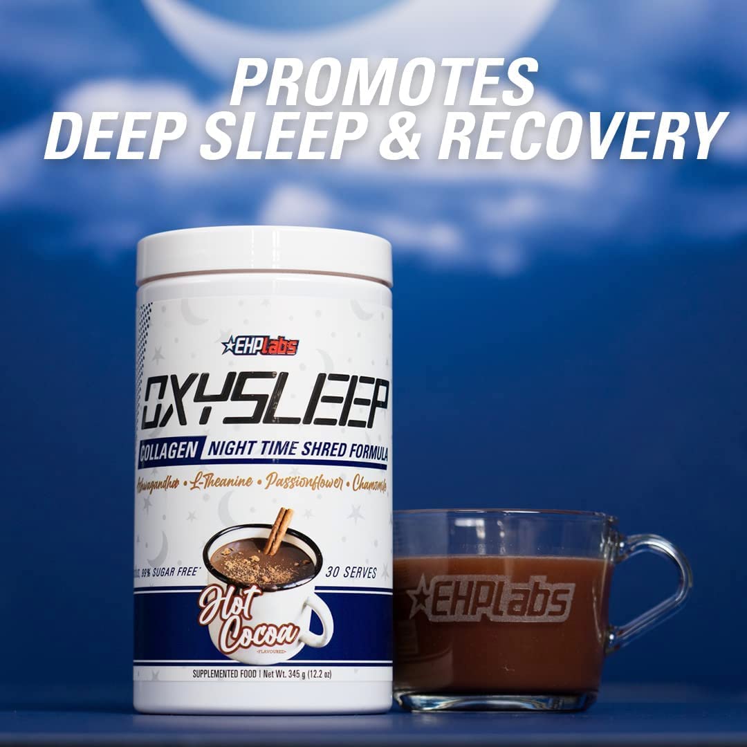 EHP Labs OxySleep Collagen Peptides Powder – Night Time Shred & Deep Sleep (Hot Cocoa) | Pasture-Raised Collagen Type I & III | 30 Servings