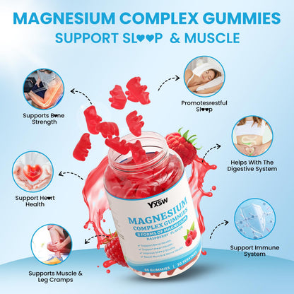 Magnesium Complex Gummies 8-Elemental 1000mg – Vegan, Raspberry, 60 Count