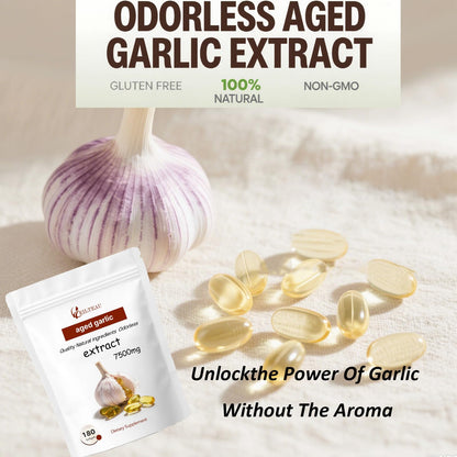 EILTEAU Aged Garlic Extract - Odorless 7500mg, 180 Softgels | Non-GMO & Gluten-Free | Immune Support