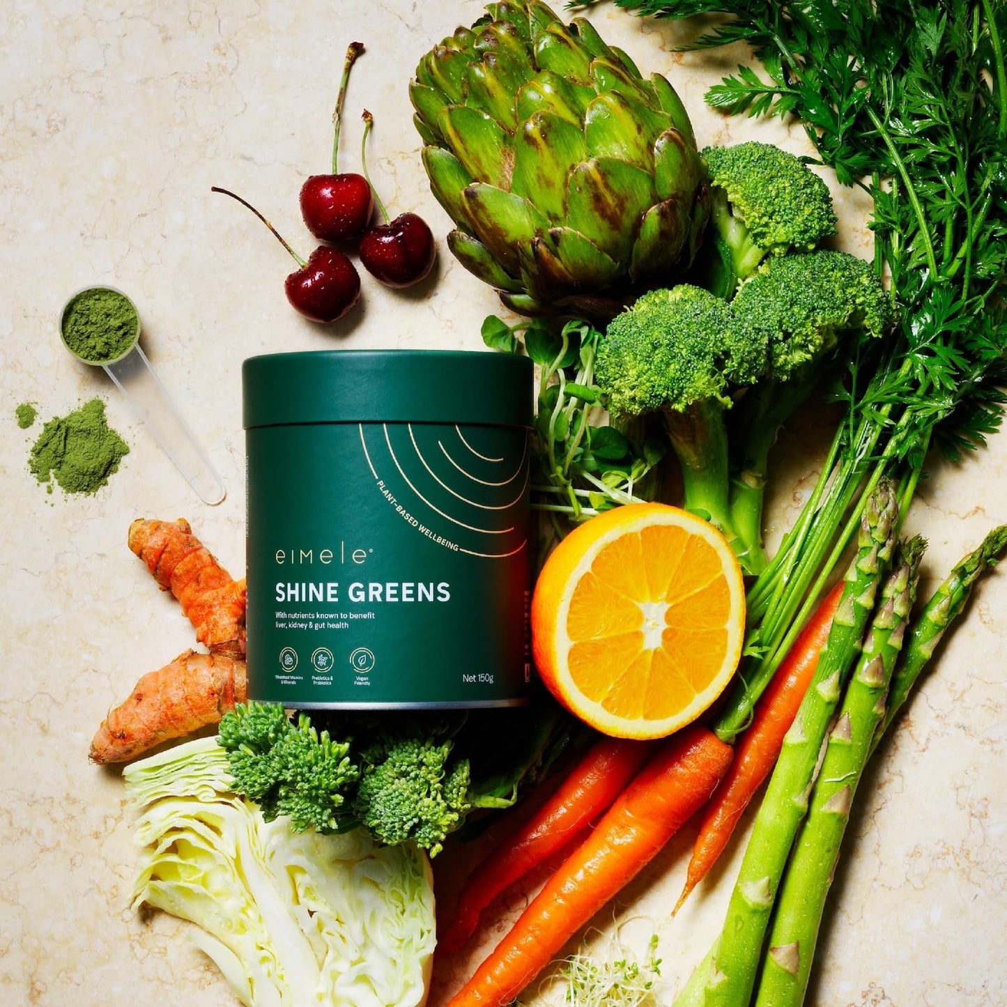 eimele Shine Greens – Plant-Based Greens Powder for Gut Health & Immunity | 42 Servings