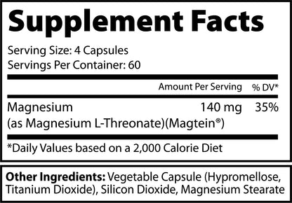 Ekkovision Magtein Magnesium L-Threonate – 2000 mg per Serving, 60 Servings, Memory & Cognitive Support