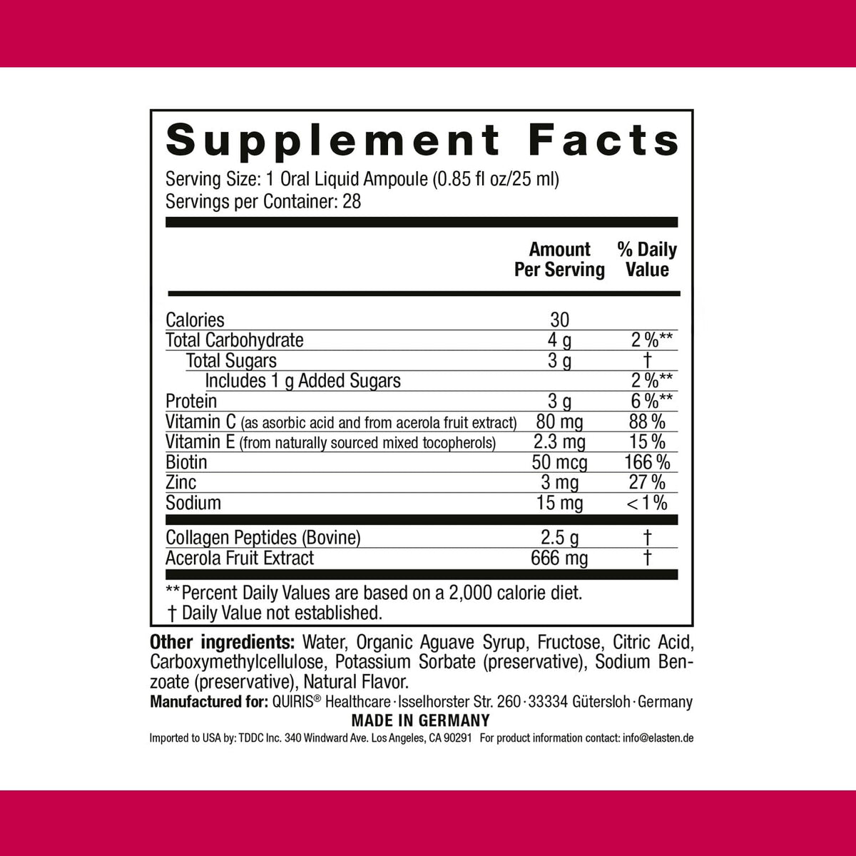 ELASTEN Clinically Tested Collagen Complex for Radiant Skin from Within – 28 Liquid Ampoules (0.85 fl oz / 25 ml Each)