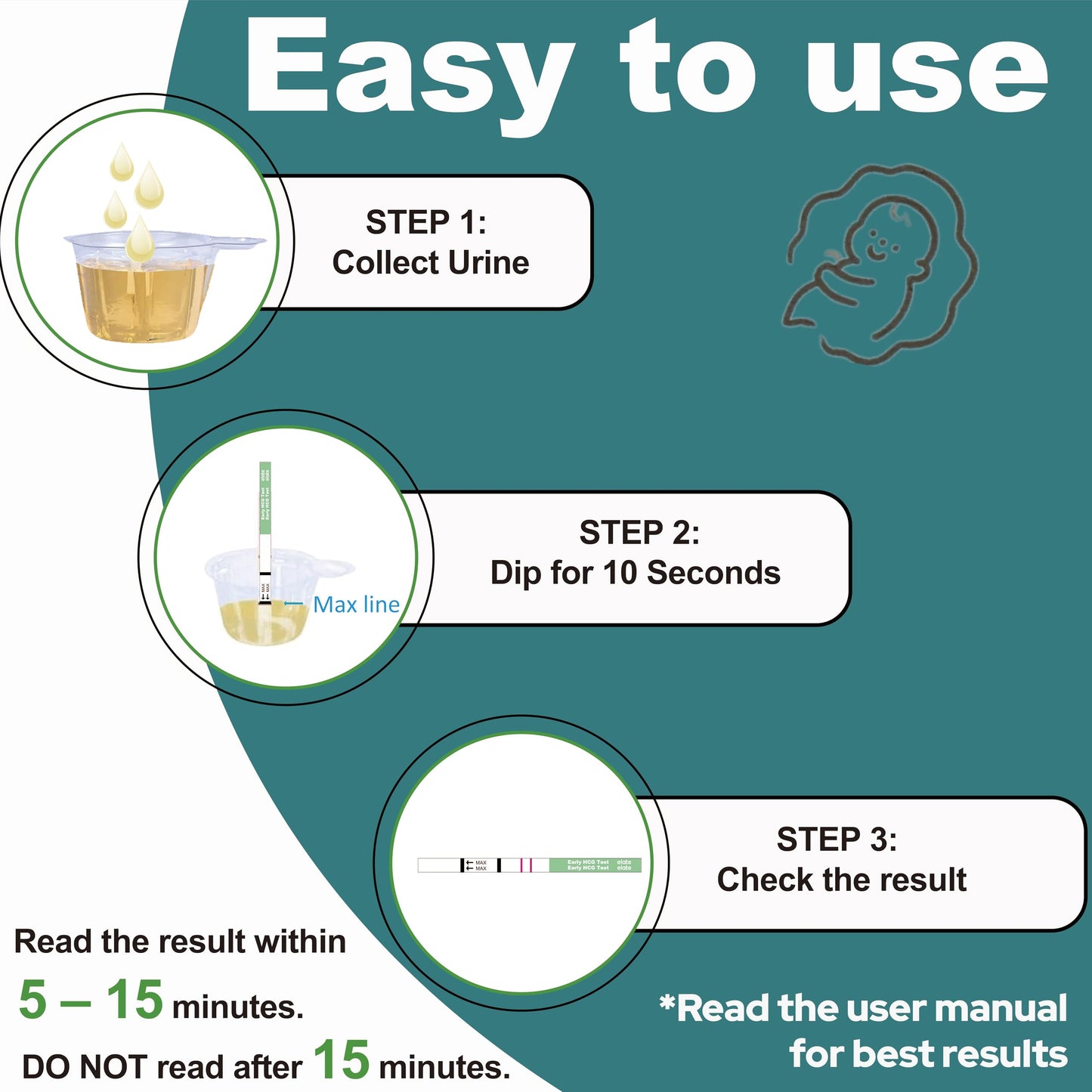 Elate Early Detection Pregnancy Test Strips – 6 Days Early, 100 Count
