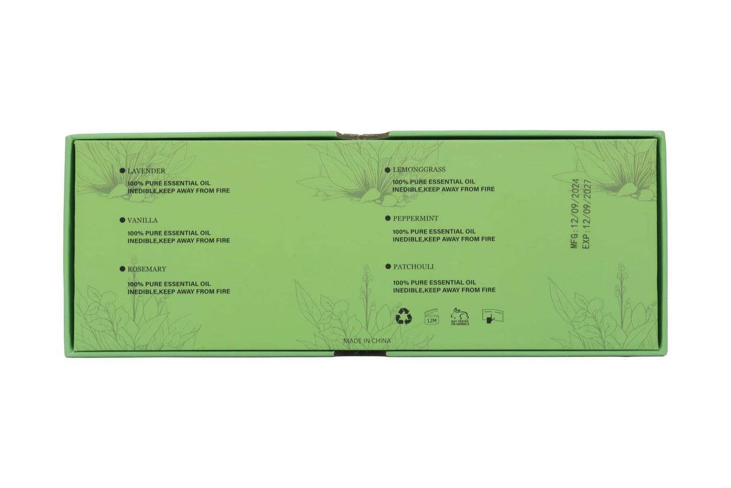 Elaunva Essential Oils Set – 6 Pure Natural Scents (Peppermint, Patchouli, Rosemary, Lemongrass, Vanilla, Lavender) for Aromatherapy & Home Fragrance – 0.33 Fl oz x6
