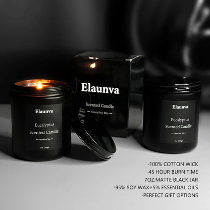 Elaunva Eucalyptus Scented Candle - 7oz, Natural Soy Wax, Aromatherapy