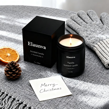 Elaunva Vanilla Scented Candle - 7oz (200g) Natural Soy Wax | Aromatherapy & Home Decor