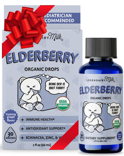 Legendairy Milk Organic Elderberry Drops – Baby & Toddler Immune Support (30 Servings) – Non-GMO