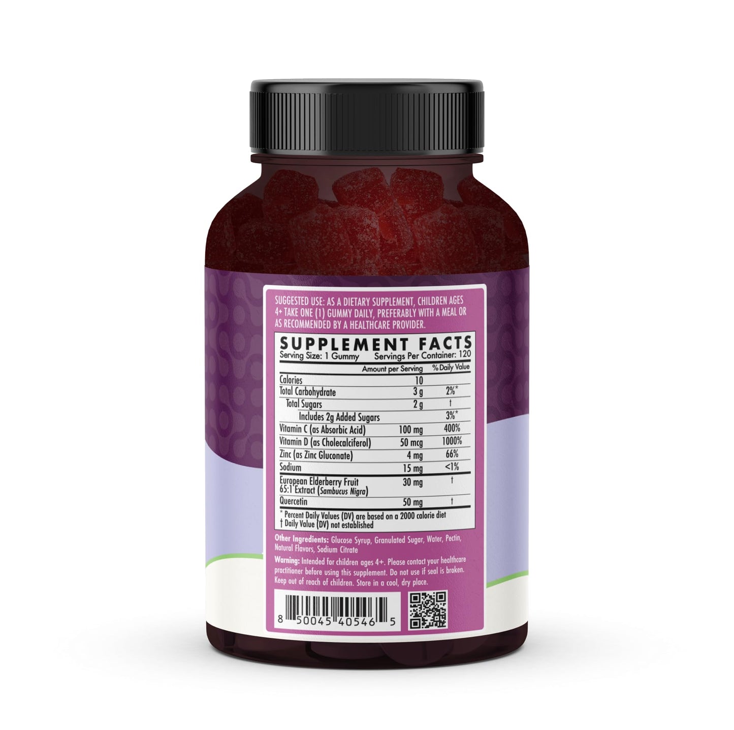 Kids Naturals Elderberry Gummies – Immune Support with Vitamin C & Zinc | 60ct