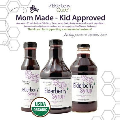 Elderberry Queen Organic Elderberry Syrup 24 Fl Oz – Sambucus Elderberry & Aronia Berry for Kids & Adults