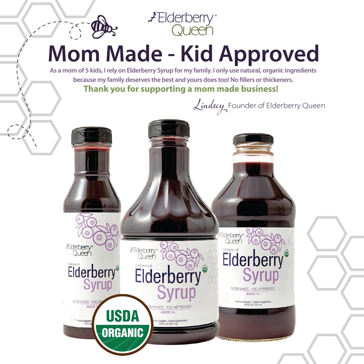 Elderberry Queen Organic Elderberry Syrup 30 Fl Oz – Sambucus & Aronia, USA Made