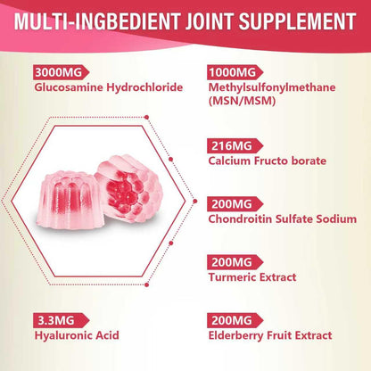 2 Packs 3000MG Glucosamine Chondroitin Gummies – Extra Strength Joint Health, MSM & Elderberry | 120 Gummies