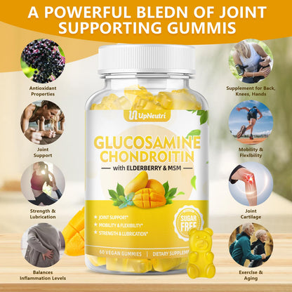 Sugar Free Glucosamine Chondroitin Gummies - Extra Strength 1500mg Joint Support