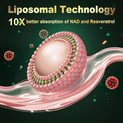 NAD+ Liposomal 600mg – Women & Men, Resveratrol, CoQ10, PQQ, D-Ribose