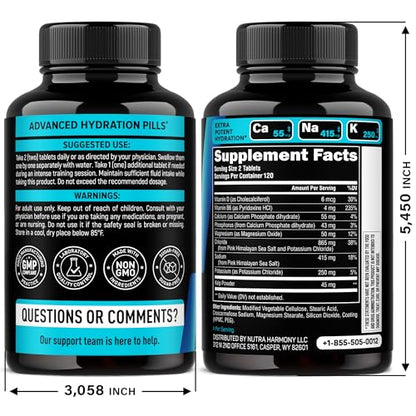 9-in-1 Electrolyte Tablets – Magnesium, Sodium, Potassium, D3 & B6, Kelp | Made in USA | 240 Tabs