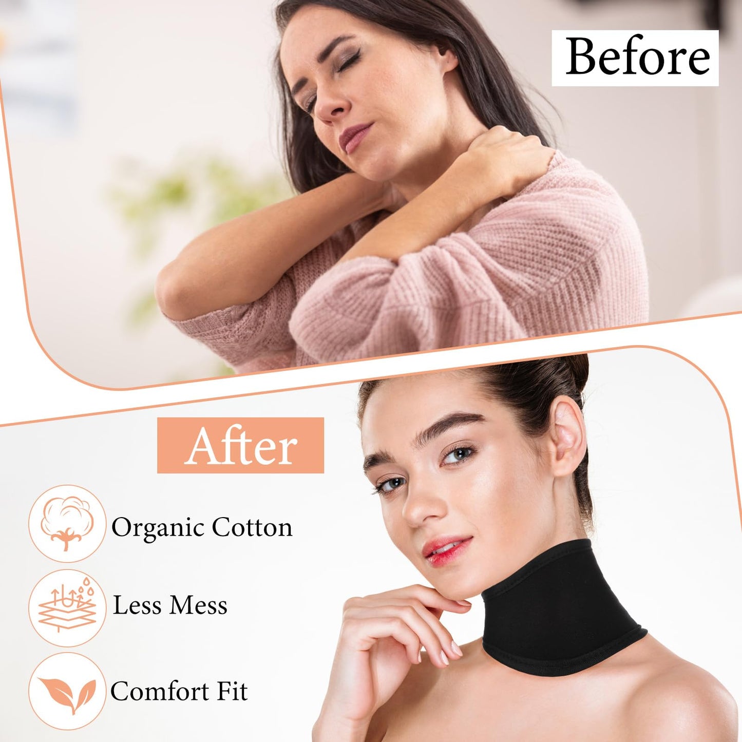 ElevateTech Castor Oil Neck Pack for Thyroid – 3 Pcs Reusable Organic Neck Wrap