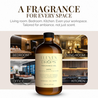 Santal Aroma Fragrance Oil – Eleven Drops | 4 fl oz, Made in USA, IFRA Compliant, Pet Friendly