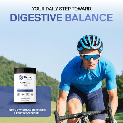 Elevex Gut Health Powder – 3g Colostrum (30% IgG) + Tributyrin (≥60% Butyrate Purity) + PHGG Prebiotics – Gut Lining, Gut–Brain & Bloating Support – BiomeCore™ – 30 Servings (Vanilla)