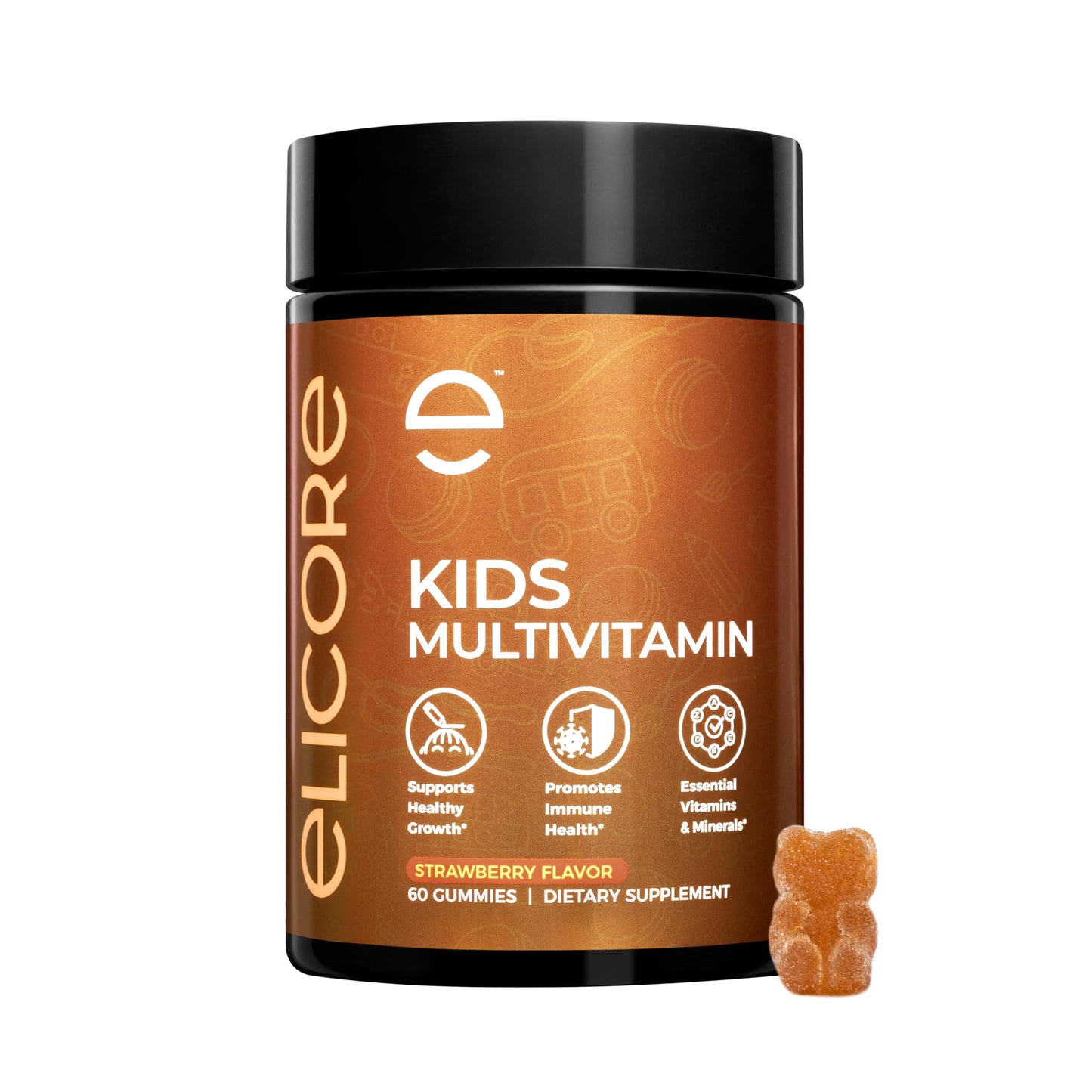 ELICORE Kids Multivitamin Gummies Strawberry – Immune & Growth Support | Non-GMO, Gluten-Free