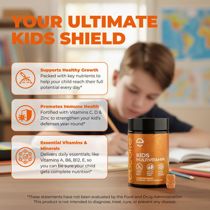 ELICORE Kids Multivitamin Gummies Strawberry – Immune & Growth Support | Non-GMO, Gluten-Free