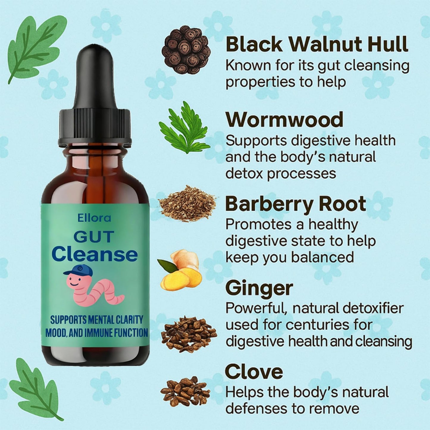 Ellora Gut Cleanse Drops - Gentle Gut & Colon Support | 30 Servings