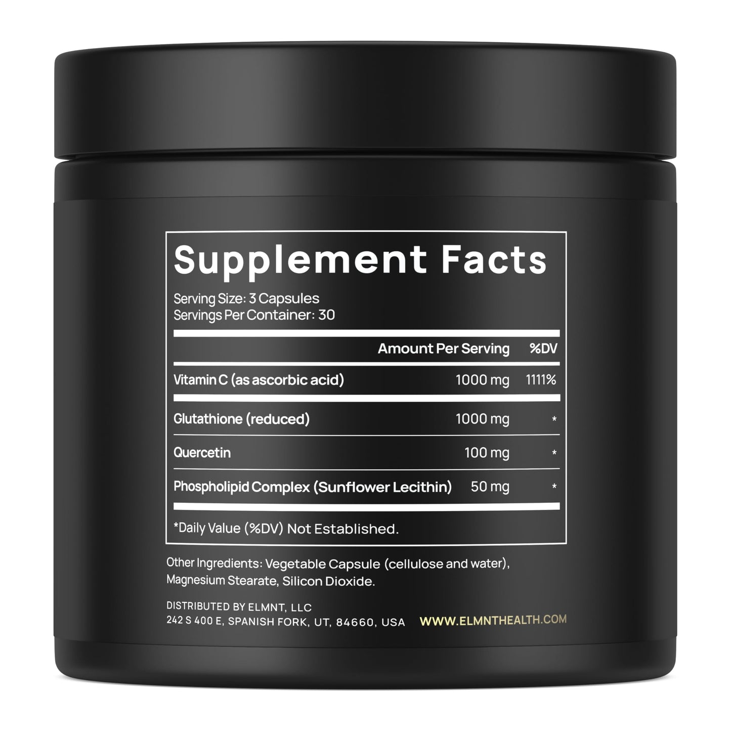 ELMNT 2150mg Super Liposomal Glutathione – Vitamin C + Quercetin (90 Pills, Non-GMO)