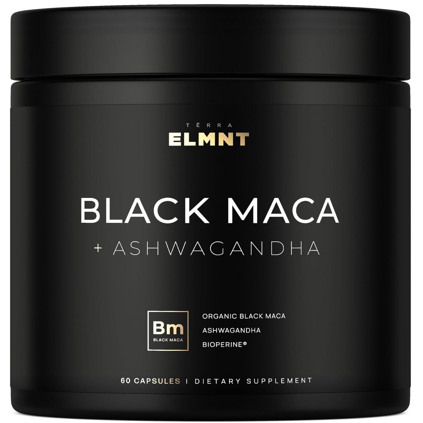 ELMNT Black Maca 40:1 with Ashwagandha – 40x Strength Maca Capsules for Men