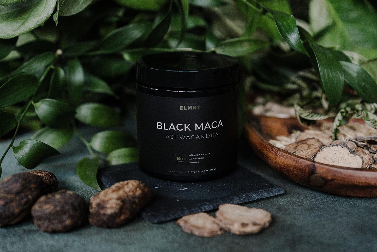 ELMNT Black Maca 40:1 with Ashwagandha – 40x Strength Maca Capsules for Men
