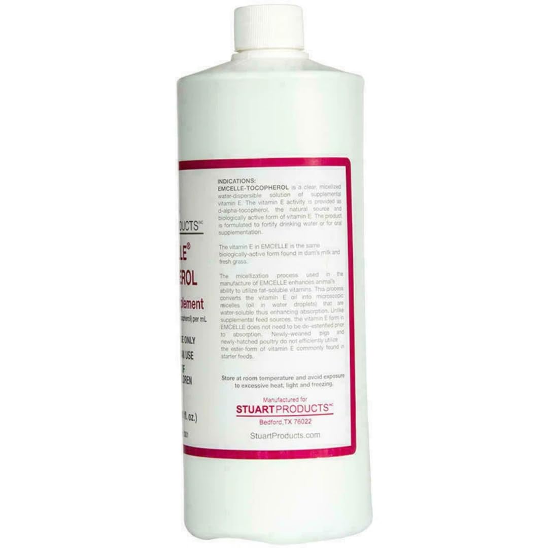 EMCELLE Tocopherol Liquid Solution – Micellized Vitamin E for Animals (1000 mL)