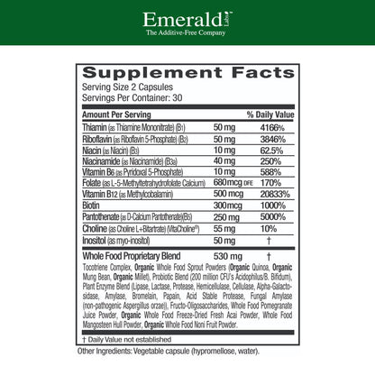 Emerald Labs B-Healthy Vegan Vitamin B Complex | Immune, Brain & Heart Support