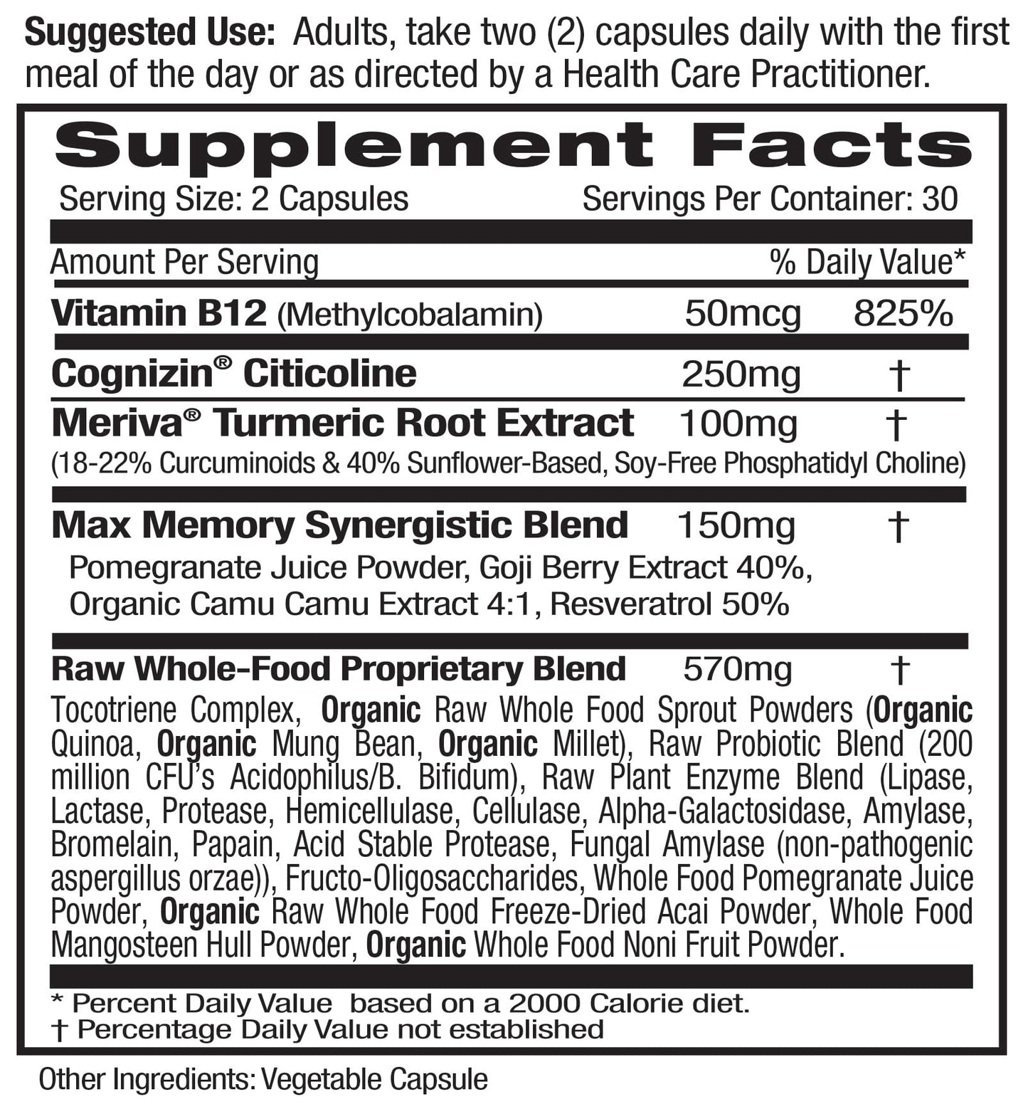 EMERALD LABS Memory Health – Brain Health & Memory Supplement with Meriva Turmeric, Vitamin B12 & More | 60 Veg Capsules