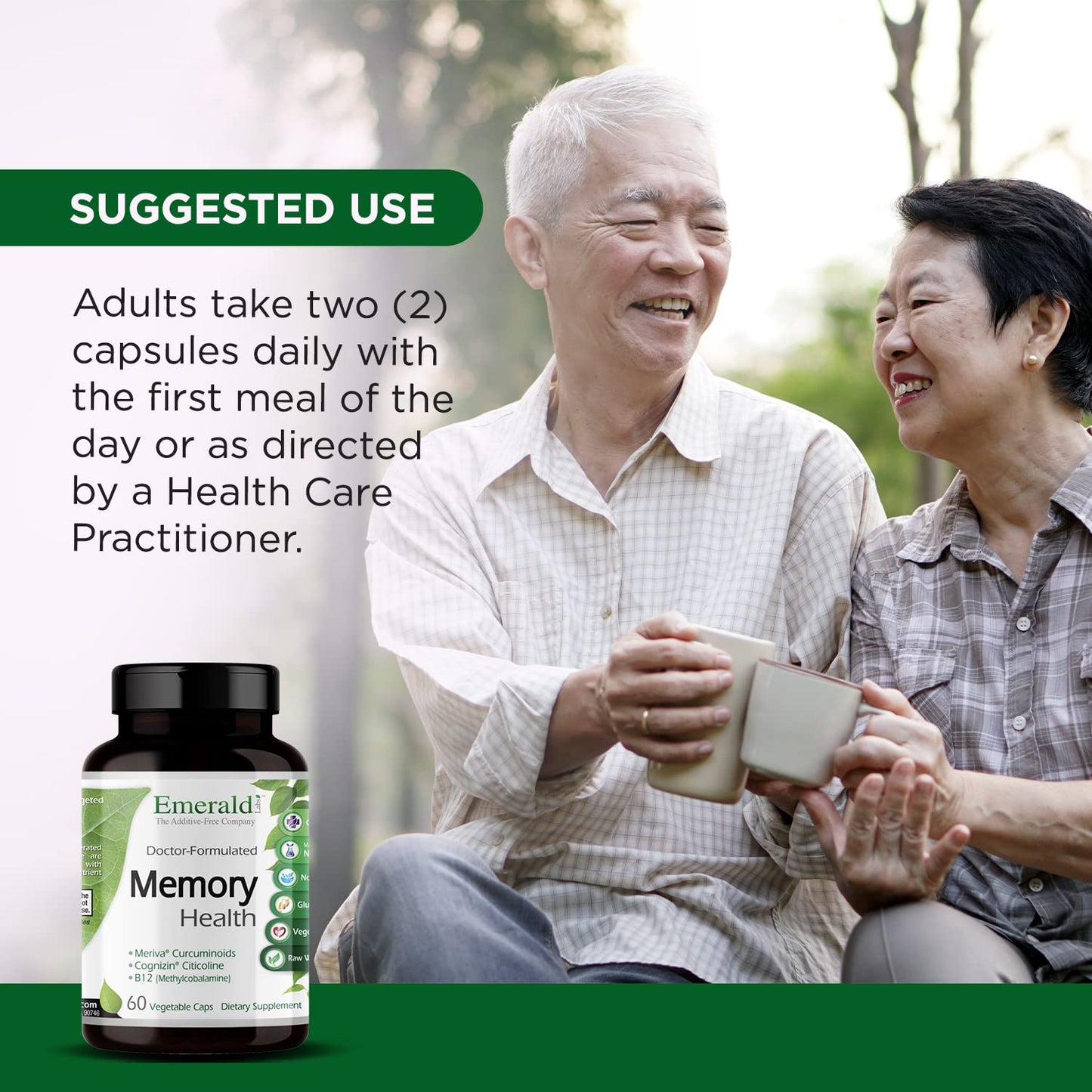 EMERALD LABS Memory Health – Brain Health & Memory Supplement with Meriva Turmeric, Vitamin B12 & More | 60 Veg Capsules