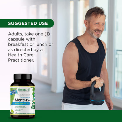 EMERALD LABS Men's 45+ 1-Daily Multi – Immune, Bone & Heart Support | Gluten-Free | 60 Veg Capsules