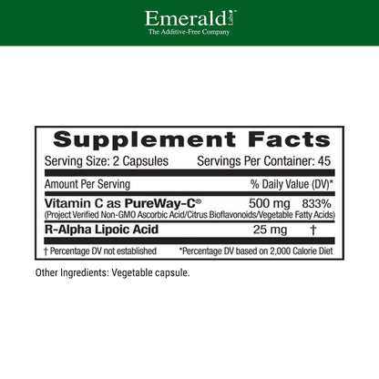 EMERALD LABS PureWay-C Liver & Immune Support with R-Alpha Lipoic Acid - 90 Veg Capsules