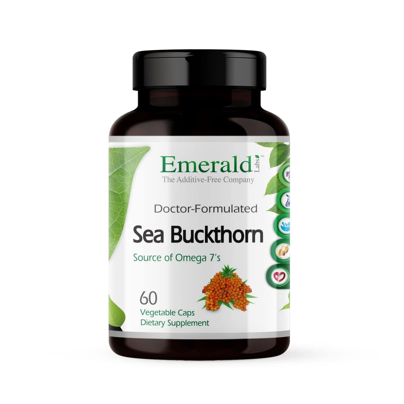 EMERALD LABS Sea Buckthorn - 60 Vegetable Capsules | Vitamins C, E & Omega-7 for Adrenal, Energy, Skin & Immune Health