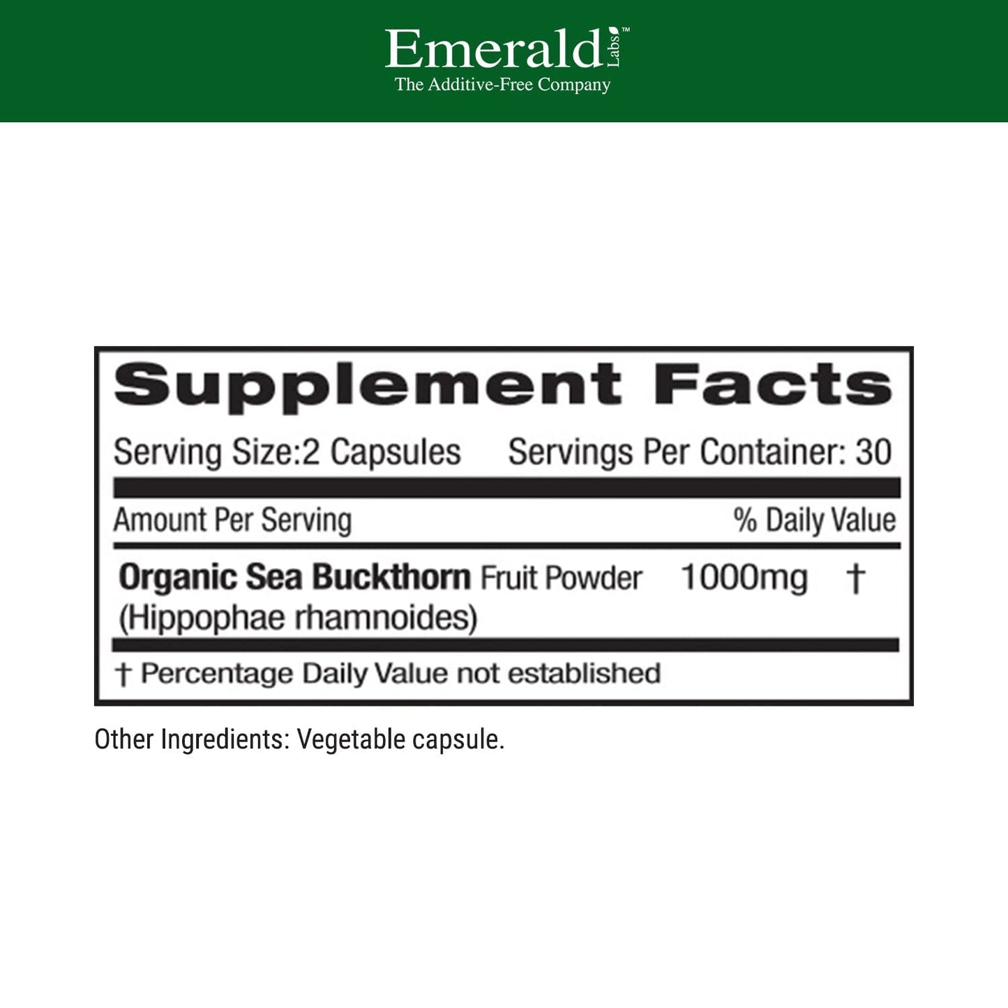 EMERALD LABS Sea Buckthorn - 60 Vegetable Capsules | Vitamins C, E & Omega-7 for Adrenal, Energy, Skin & Immune Health