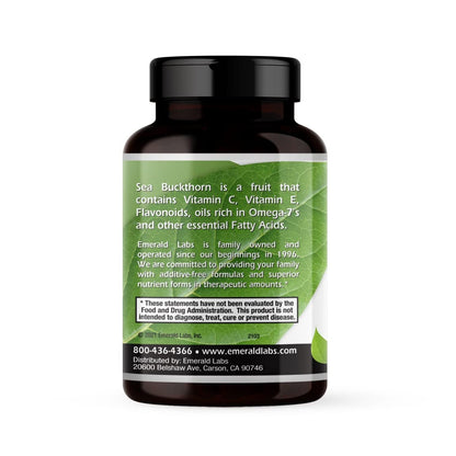 EMERALD LABS Sea Buckthorn - 60 Vegetable Capsules | Vitamins C, E & Omega-7 for Adrenal, Energy, Skin & Immune Health