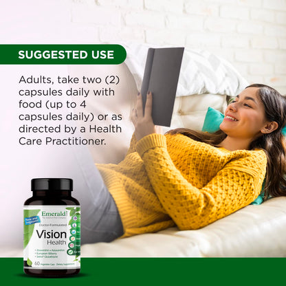 Emerald Labs Vision Health – Eye Health Support Supplement with Lutein, Zeaxanthin & Albion Chelated Zinc | Vegan & Gluten-Free | 60 Veg Capsules