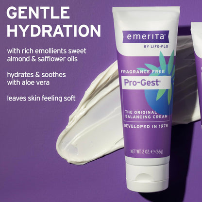 Emerita Pro-Gest Balancing Cream by Life-flo — Fragrance-Free USP Progesterone from Wild Yam, 2oz
