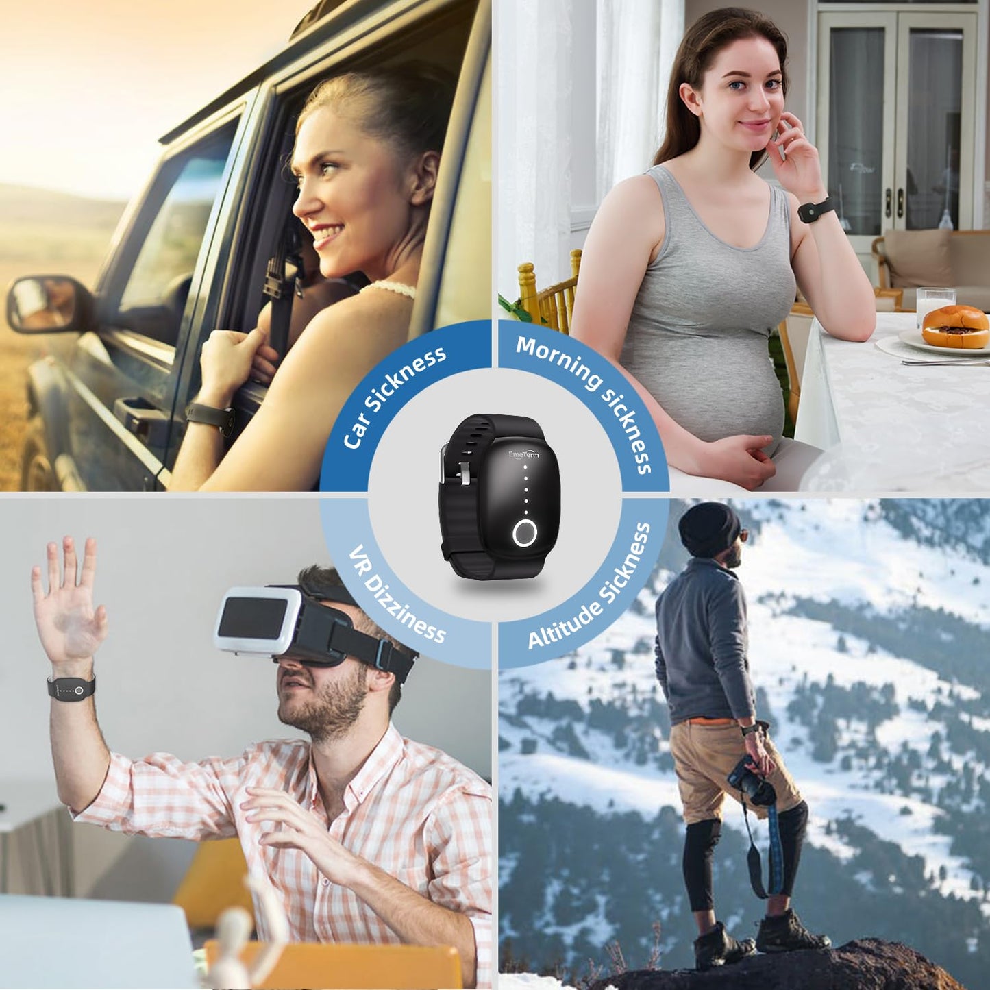 EmeTerm Fashion – FDA-Cleared Nausea Relief Wristbands, Drug-Free, Rechargeable