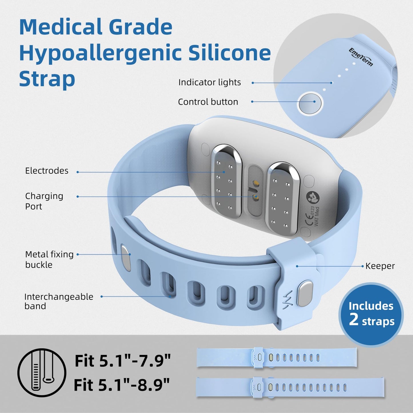 EmeTerm Fashion FDA-Cleared Nausea Relief Wrist Bands – Drug-Free, Non-Invasive