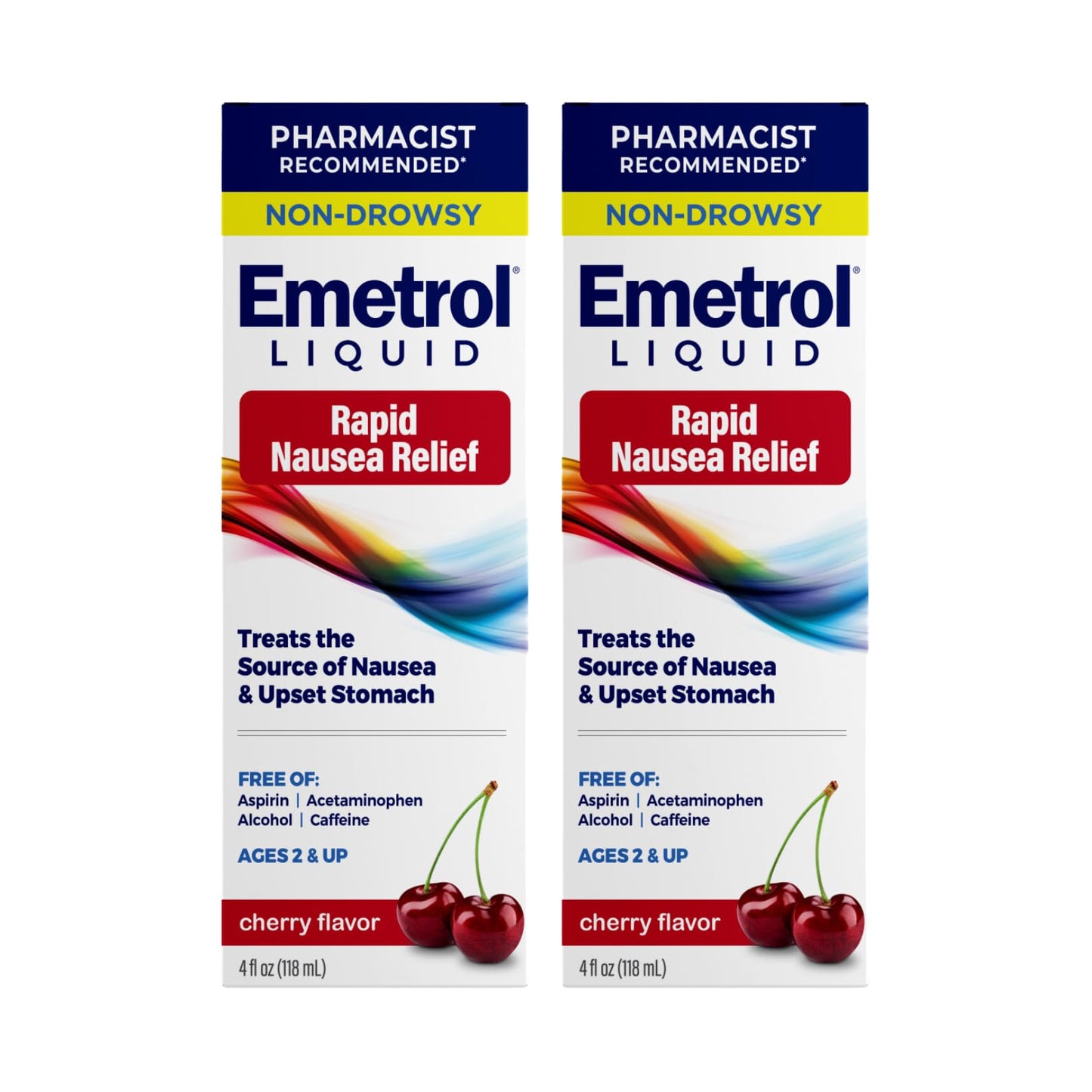 Emetrol Non-Drowsy Liquid Nausea Relief - Cherry Flavor (4 fl oz, 2 Pack)