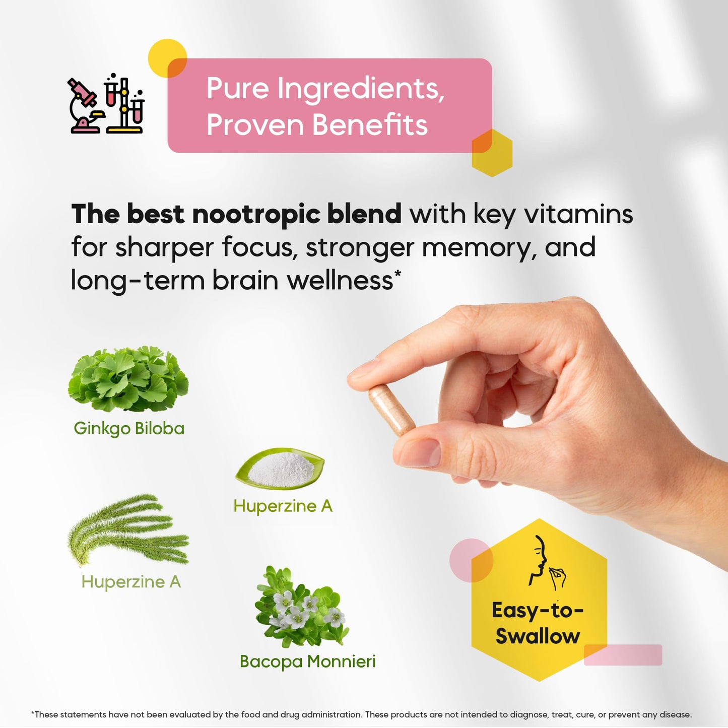 Memory & Focus Nootropic – Brain Matrix with Ginkgo Biloba & Huperzine A | Vegan, Caffeine-Free